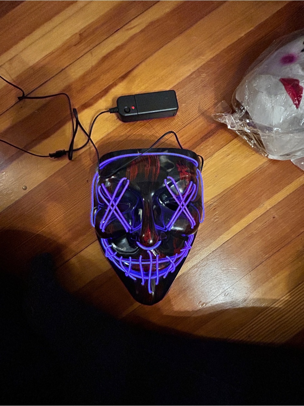 LED Glow Halloween Mask with Purple Light Accents